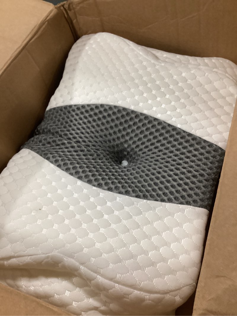 Condition photo showing Good Condition for Memory Foam Pillows, Cervical Pillow for Neck and Shoulder Pain Relief, Ergonomic Contour Bed Pillow, Soft for Side Sleep Stomach Sleeping and Back Sleeper Queen Size-24.8''Lx14.96''Wx5.78''H Grey