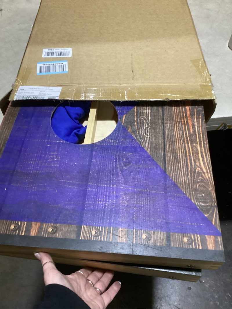 Condition photo showing Good Condition for Wooden Cornhole Board Set with Bean Bags, Choose 4x2 or 3x2 2x1.3 ft Corn Hole Boards, Portable Outdoor & Indoor Toss Game Sets for Kids Adults and Family Party Camping Equipment 3 x 2 feet
