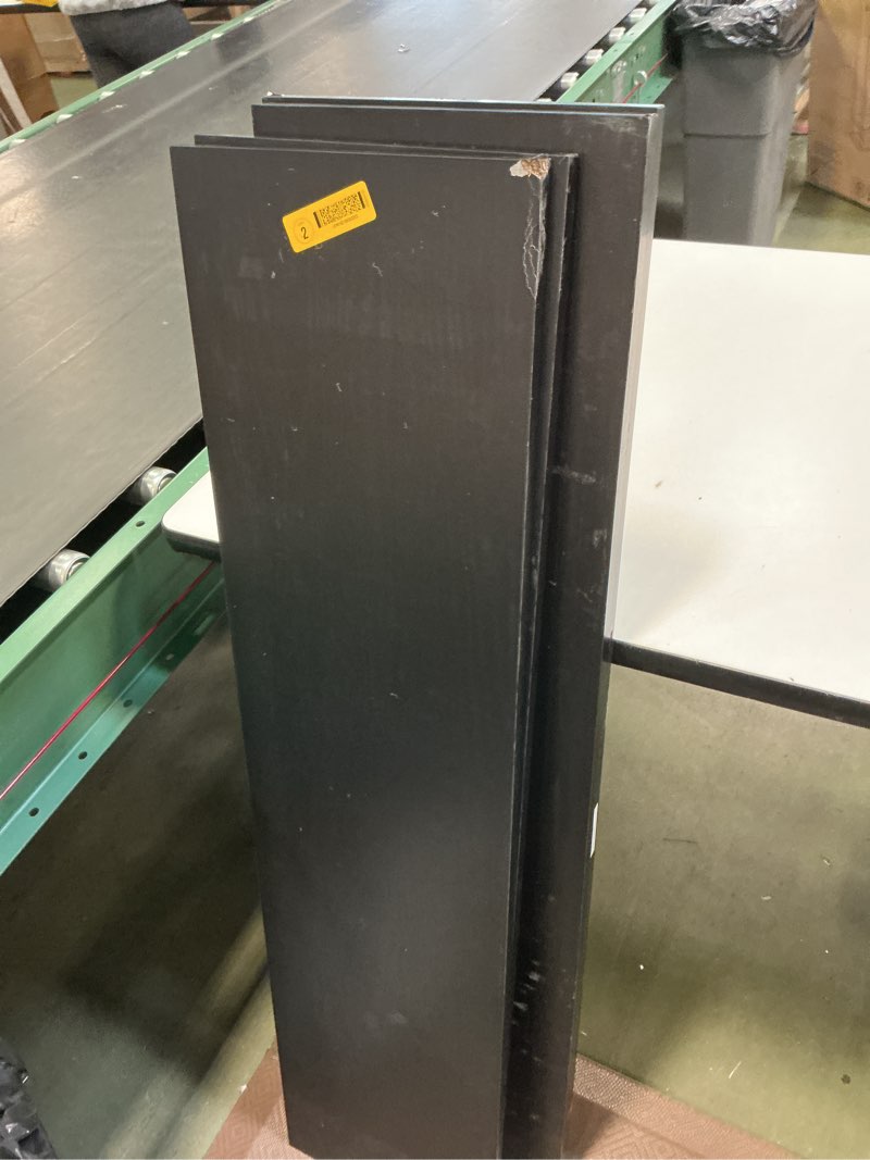Condition photo showing As Is for (4 packs ) SSWBasics Laminated Black Melamine Shelf Board, 48”L x 12”W, Durable and Sleek Cabinet Replacement Shelves, Sturdy and Stylish Shelf Boards for Retail, Thrift, Business, Home, or Office
