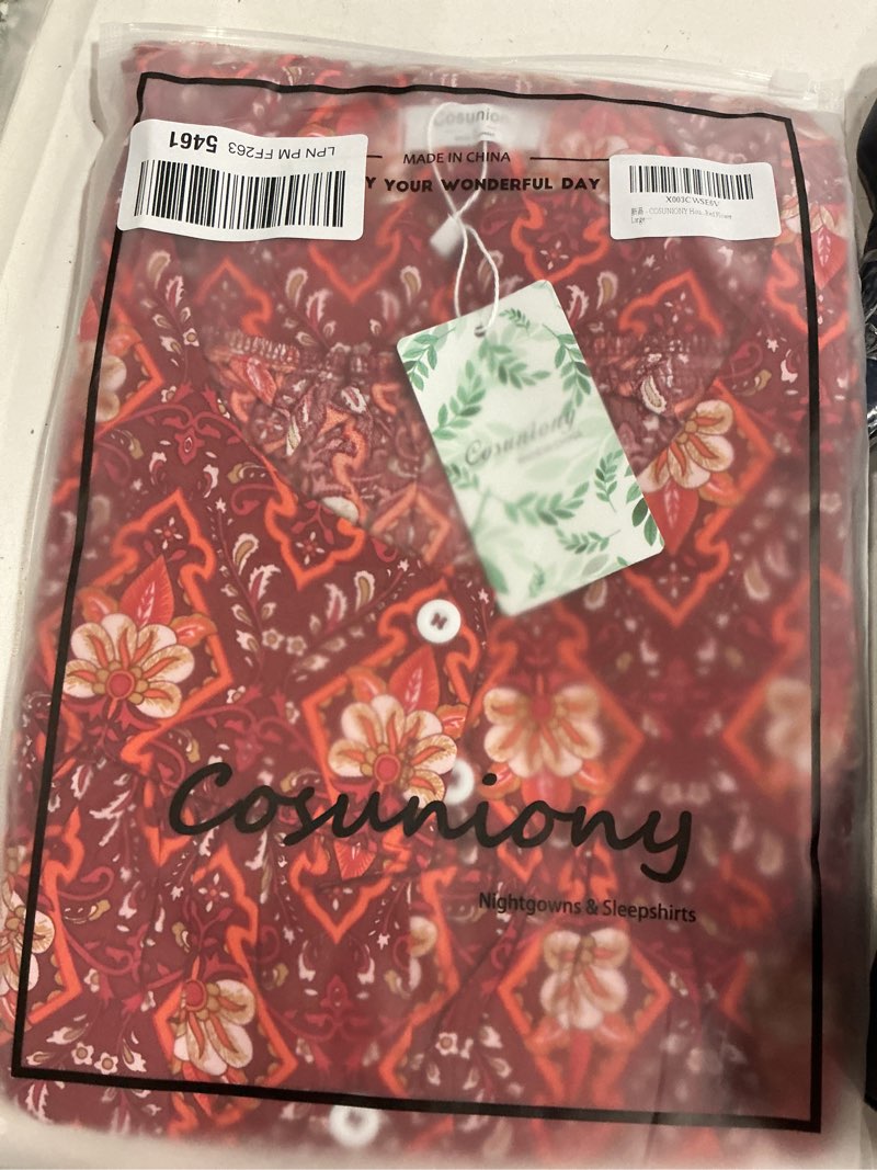 Condition photo showing New/Like New for cosuniony house dresses for women cotton short sleeve house coat buttons down dusters robe with pockets large red flower