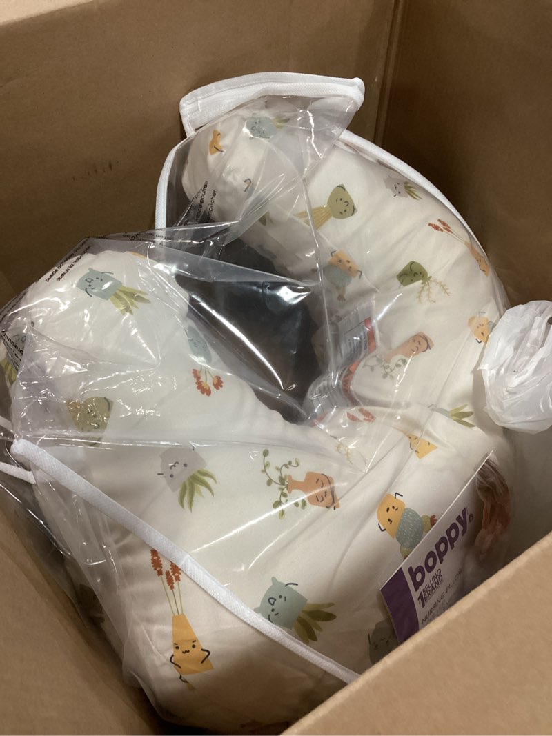 Condition photo showing Good Condition for Boppy Nursing Pillow - Ergonomic Bottle & Breastfeeding Pillow with High, Firm, Large Area, Water-Repellent Cushion with Washable Cover; Baby Safety Alliance Verified - Tan Happy Houseplants New Nursing Pillow Tan Happy Houseplants