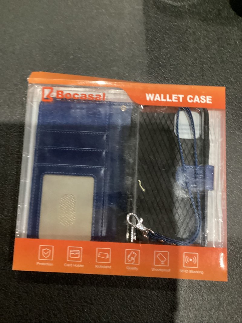 Condition photo showing Good Condition for Bocasal for iPhone 11 Wallet Case with Card Holder PU Leather Magnetic Detachable Kickstand Shockproof Wrist Strap Removable Flip Cover for iPhone 11 6.1 inch (Blue)