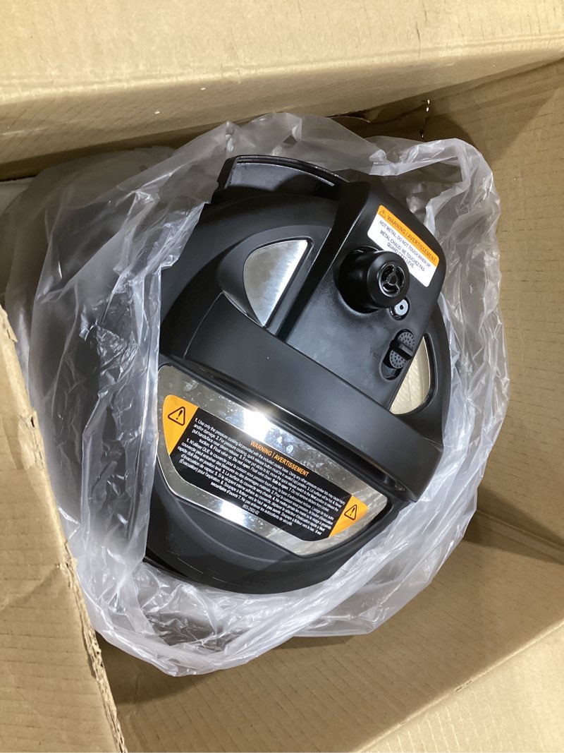 Condition photo showing As Is for instant pot duo 7-in-1 mini electric pressure cooker, slow rice cooker, steamer, sauté, yogurt maker, warmer & sterilizer, includes free app with over 1900 recipes, stainless steel, 3 quart