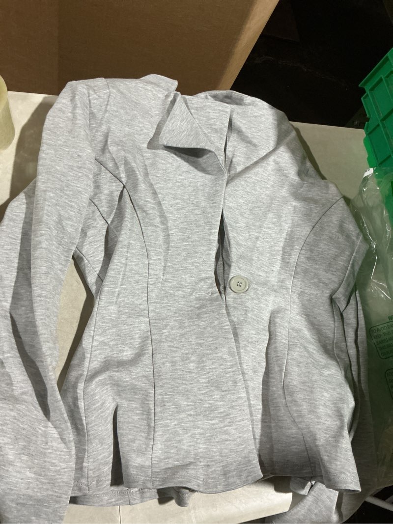 Condition photo showing Good Condition for Hybrid & Company Women's Casual Work Office Dressy Double Lapel Single Button Peplum Comfortable Blazer X-Large Heather Gr-dressy & Premium Weight