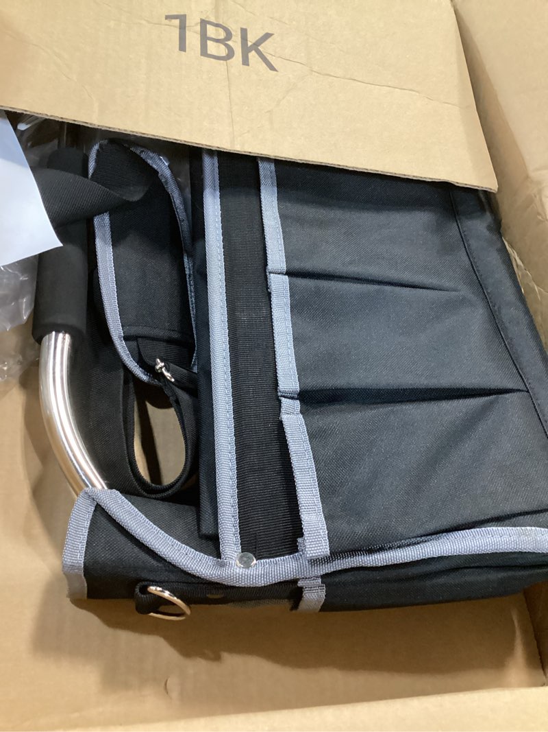 Condition photo showing New/Like New for kowsinde 18 inch tool bag, electrician tool bag, open top tool bags, 26 pockets can hold many tools, steel handle and removable shoulder strap grey
