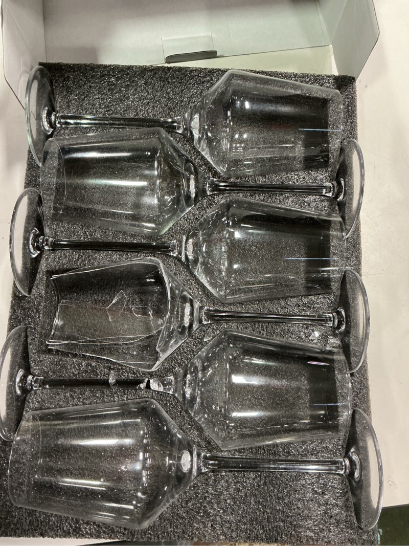 Condition photo showing New/Like New for Chouggo Wine Glasses Set of 6, Hand Blown Crystal Red Wine or White Wine Glass - 15Oz, Hand Crafted by Artisans - Gifts for Women, Men, Wedding, Anniversary, Christmas, Birthday Classic