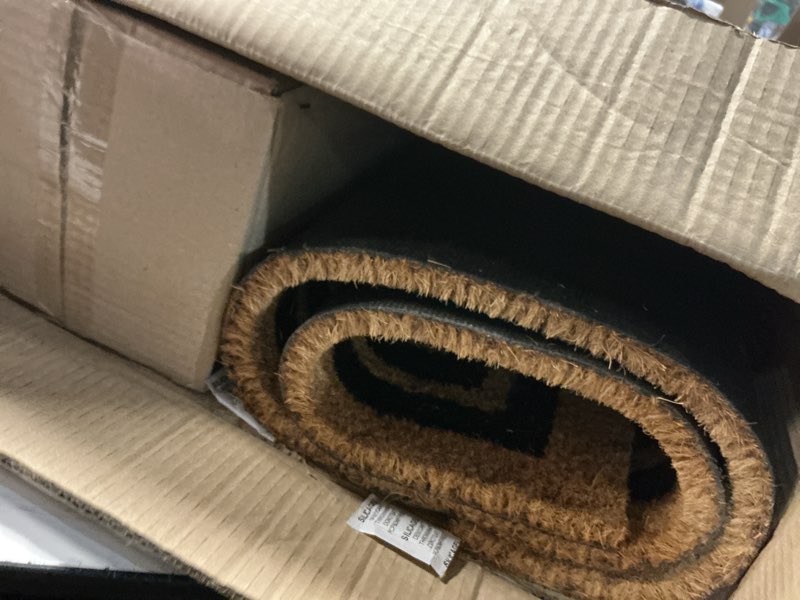 Condition photo showing Good Condition for ojia washable outdoor rug 4'x6', cotton woven outdoor patio rug tan front porch rug outdoor door mat entryway rugs indoor area rugs floor mat for backyard/entry/kitchen/bedroom/living room 4' x 6' (rectangular) tan/black/white