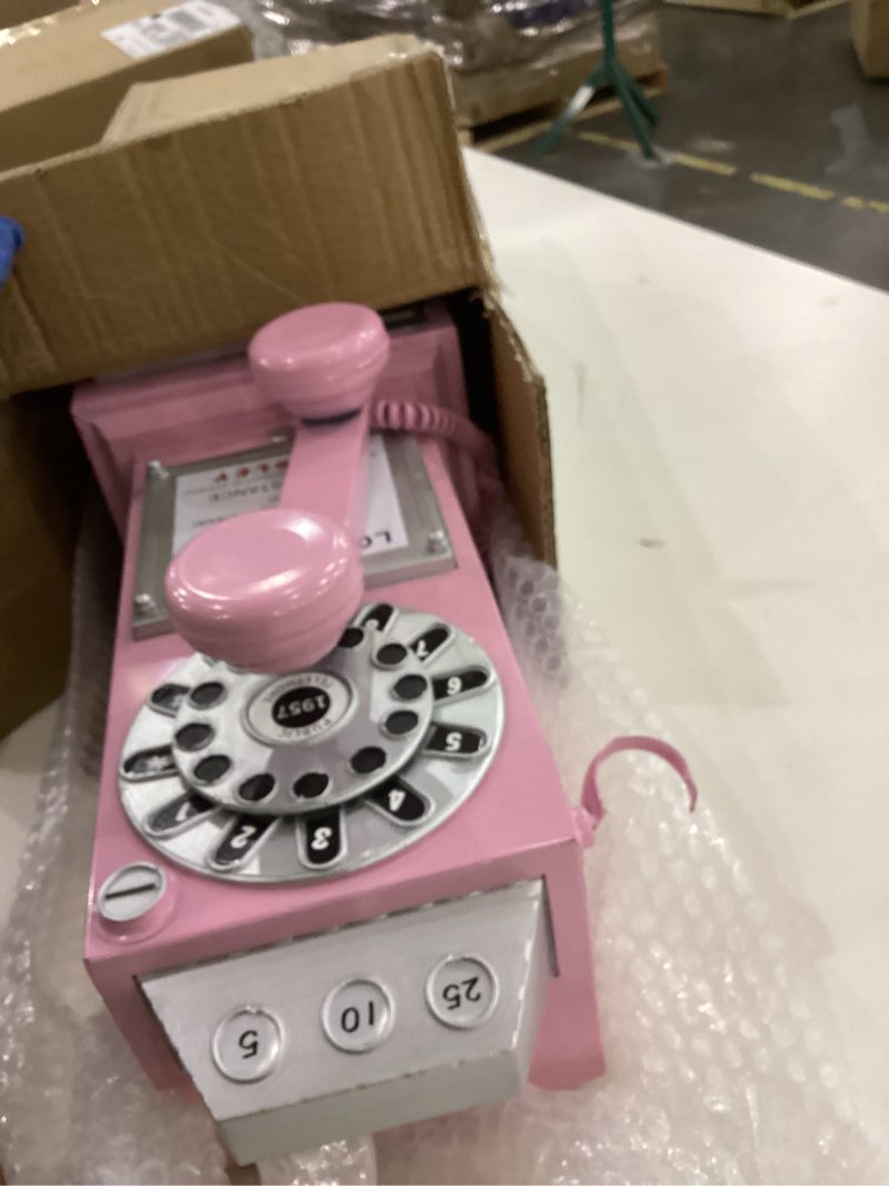 Antique Telephone - Pink Rotary Dial Landline Phone Model Vintage Classic Phone Props Retro Wall Mou