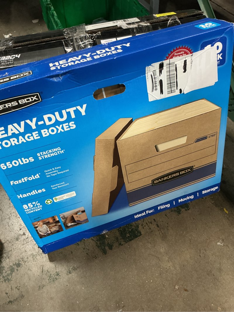 Condition photo showing New/Like New for bankers box heavy duty storage boxes, 10" x 12" x 15" 10 pack, kraft brown