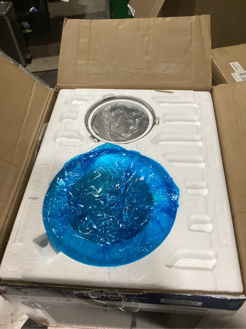 Condition photo showing New/Like New for GE Countertop Microwave Oven, Compact 0.9 Cubic Ft., 900-watt Capacity, 7 Auto Cooking Settings, Child-Lock Technology, Kitchen Essentials for The Countertop, Dorm Room or Apartment, Stainless Steel 0.9 Cu.Ft. Stainless Steel