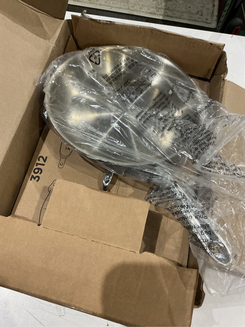 Condition photo showing As Is for all-clad d3 stainless 3-ply bonded cookware  fry pan with lid  12 inch