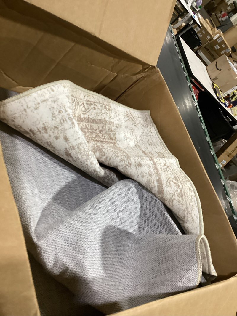 Condition photo showing As Is for soalmost washable area rug 8x10, large soft rugs for living room vintage beige carpet 8x10 area rugs for bedroom dining room non-slip stain resistant under table rug beige 8' x 10' (rectangular)