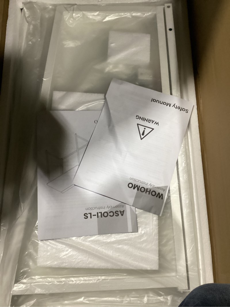 Condition photo showing As Is for (Incomplete) WOHOMO Folding Desk, 31.5" Small Desk for Small Spaces, Easy Assemble Foldable Computer Desk for Laptop, Mini Portable Working Table Narrow Wooden Writing Workstation for Home Office, White Small Size:31.5 x 15.7 White