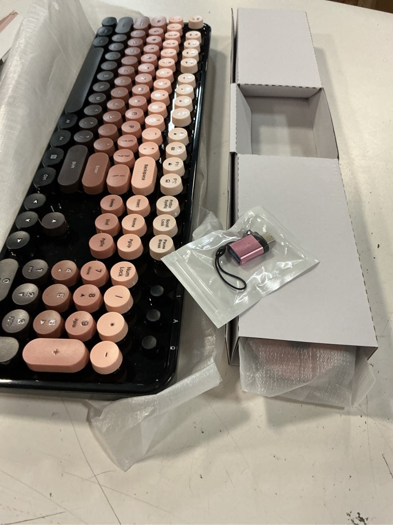 Condition photo showing Good Condition for Nowlike Wireless Keyboard and Mouse Combo, Retro Typewriter Keyboard with Round Keycaps, Full-Size Ergonomic, Aurora Red, Ideal for Windows PC, Home, Office, and College