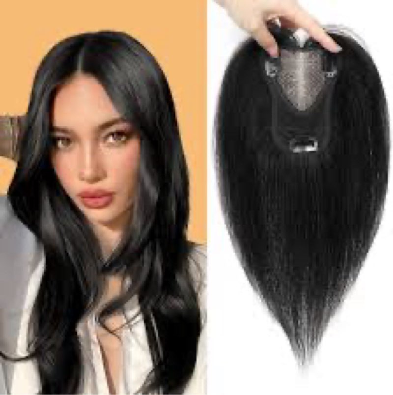 LEDIZE Hair Toppers for Women Real Human Hair, 360° Cover Middle Part Human Hair Toppers for Women w