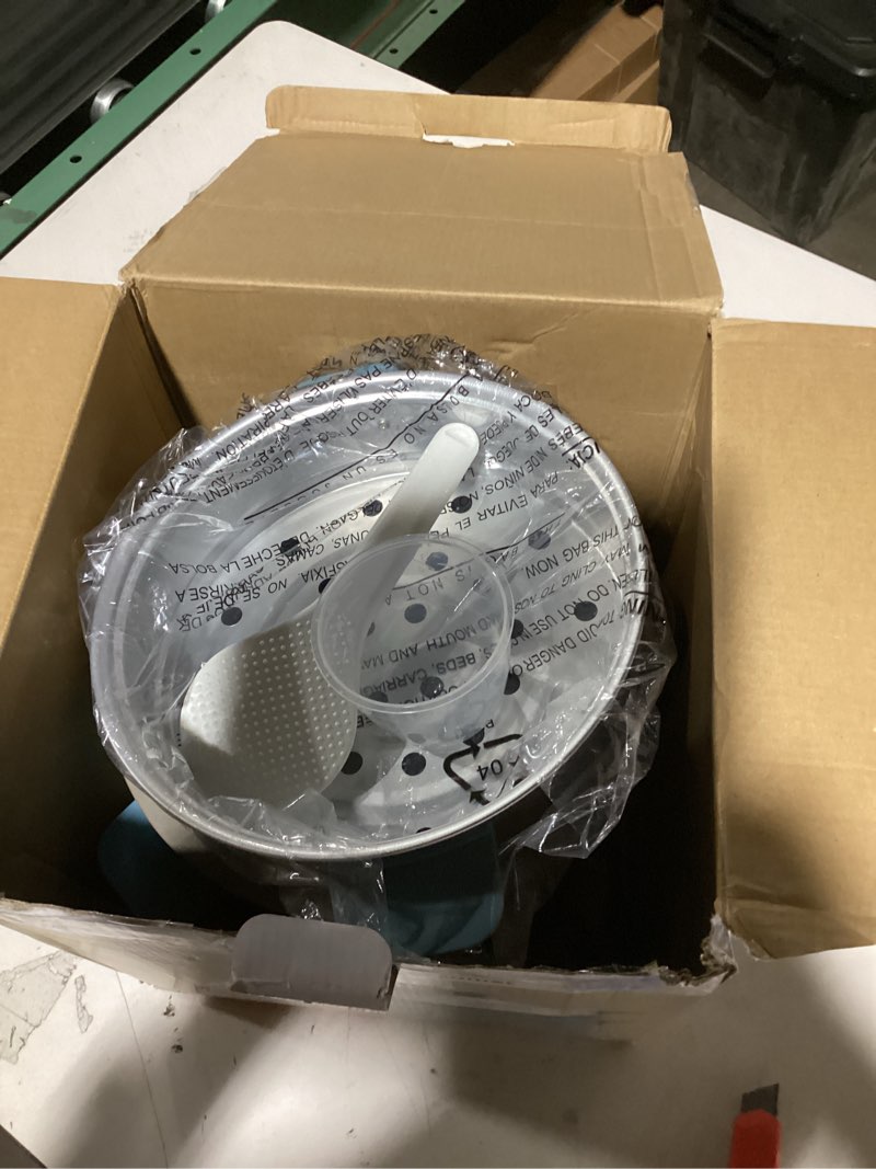 Condition photo showing Good Condition for bella 16 Cup Rice Cooker with Steamer, Dishwasher Safe Steaming Basket, Rice Paddle and Measuring Cup, Removable Nonstick Cooking Bowl, Automatic Keep Warm Function?, 400 Watt, Surf