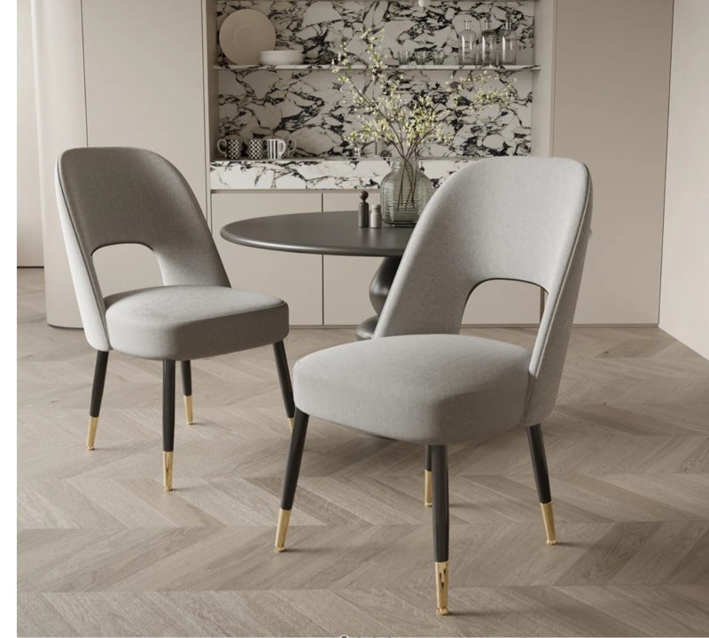 Fabric Dining Chair With Metal Legs