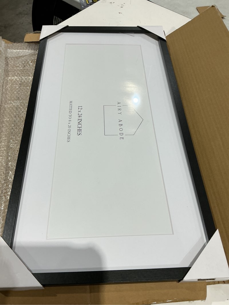 Condition photo showing Good Condition for airy abode premium black wood picture frame 12x24 matted to 8x20 - pick your size and color black 12x24
