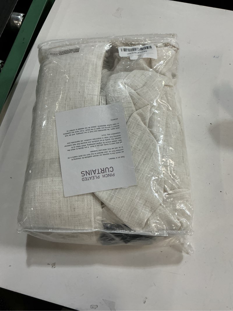 Condition photo showing New/Like New for pinch pleated linen curtains 90 inch length for living room & bedroom, natural light filtering pleat drapes, memory trained semi-sheer window curtain with hooks for farmhouse, 2 panels 40\\\\\\\"wx90\\\\\\\"l natural 40\\\\\\\"w x 90\\\\\\\"l (pack of 2)