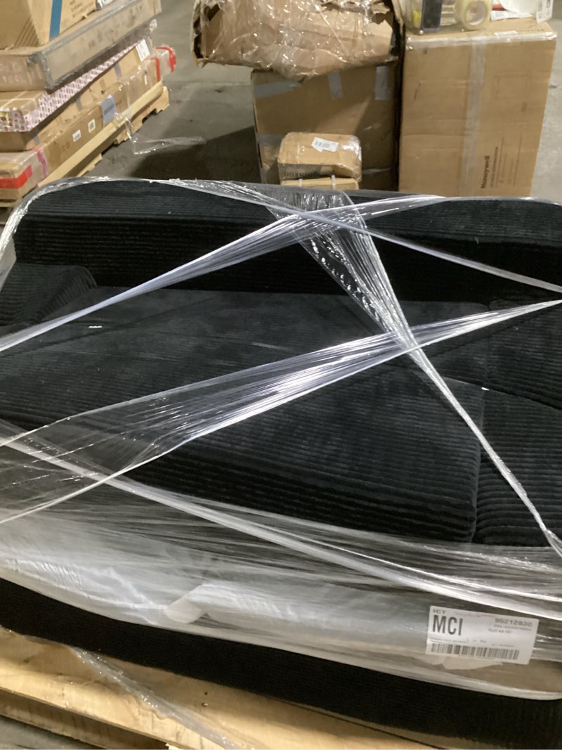 Condition photo showing New/Like New for Convertible Sofa Bed, 3 in 1 Loveseat Folding Couch Bed Foldable - Chaise Lounge Chair & Floor Futon Sleeper, Corduroy Pull Out Sofa Bed with 4 Pillows for Living Room, Black loveseat Black