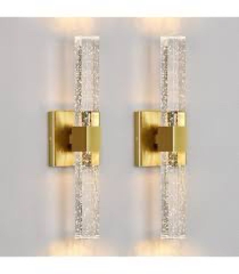 doresshop modern wall sconces set of two, 3cct crystal bathroom sconces wall light, brushed nickel v