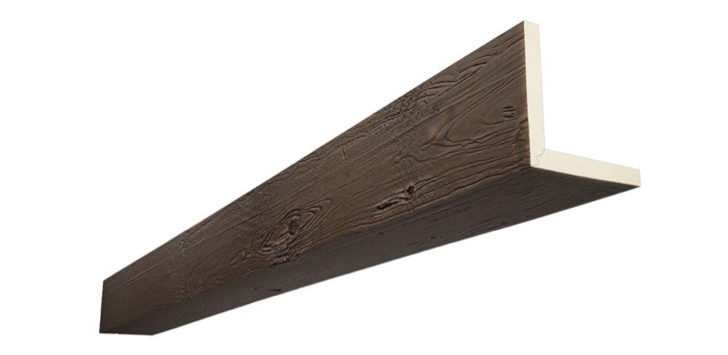 timberthane knotty pine faux wood beam, 2-sided (l-beam), 4"w x 4"h x 14’ l, aged finish