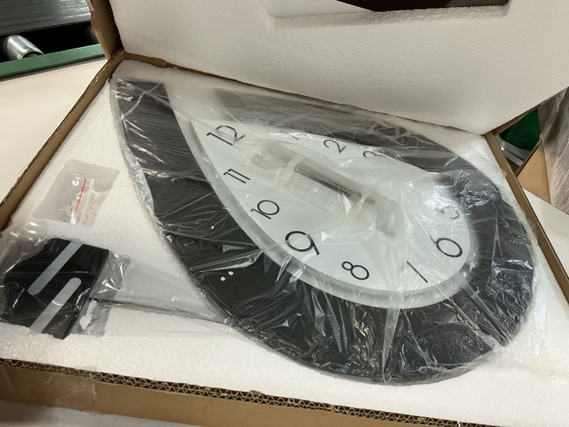 Condition photo showing New/Like New for large decorative wall clock for living room decor big pendulum modern wall clock for kitchen bedroom bathroom non ticking silent wall clock battery operated for home 31.5 inch wall clock