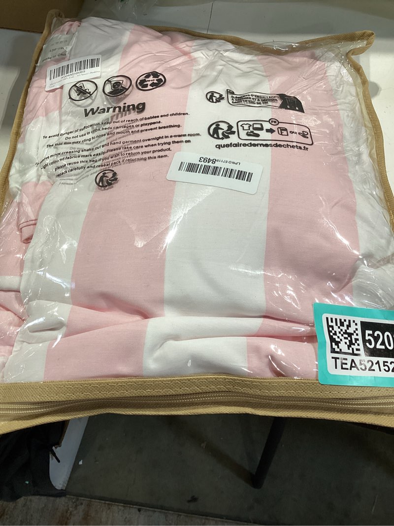 Condition photo showing New/Like New for merryword 100% cotton sheet set full size - pink and white stripes bedding, soft breathable percale weave, wide stripe deep pocket sheet 17.5", luxury linen like, 4-piece all season bedding full wide stripes-pink/white
