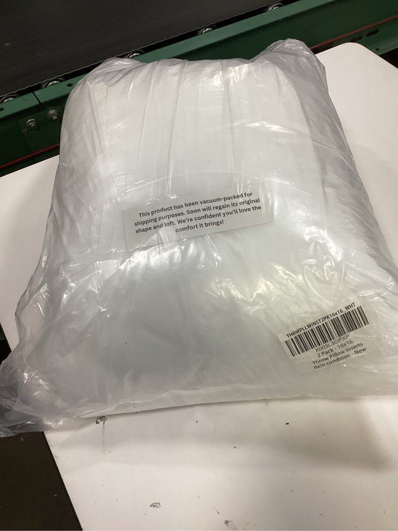 Condition photo showing Good Condition for lane linen throw pillow insert - pack of 2 16x16 pillow inserts for decorative pillow covers, throw pillows insert for couch - white 16" x 16" 01: white