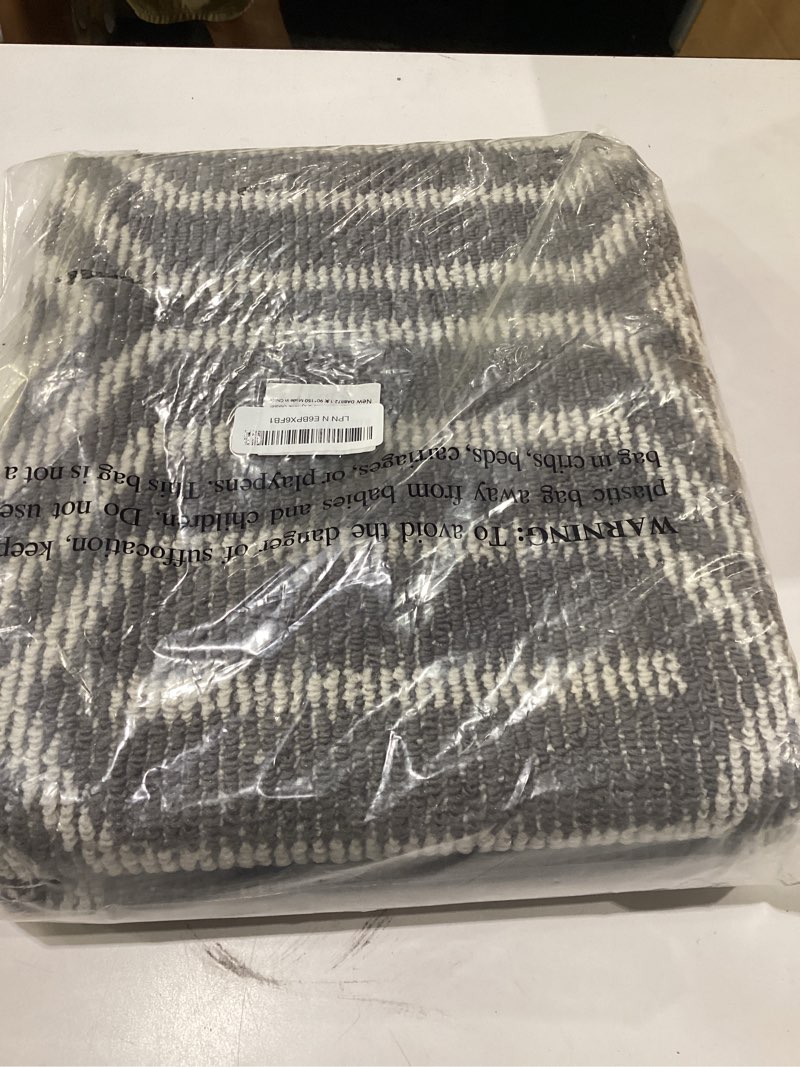 Condition photo showing New/Like New for indoor doormat 36"x 59", absorbent front back door mat floor mats, rubber backing non slip door mats inside entrance door runner rug mud dirt trapper, machine washable low profile-grey time cloister 36"x59" grey