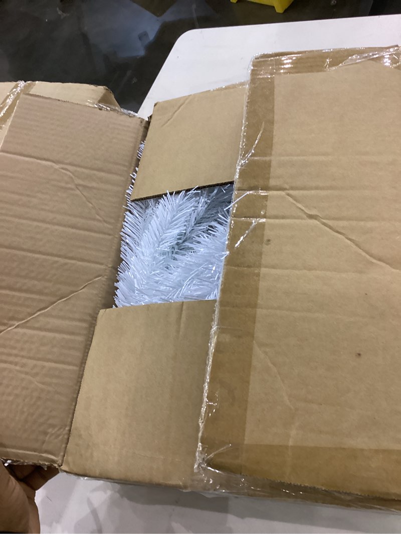 Condition photo showing New/Like New for 4ft White Christmas Tree with Lights, Small Artificial Lighted Christmas Trees, Not Pre-lit Xmas Tree, Indoor Christmas Decorations for Home, Office, Party Décor