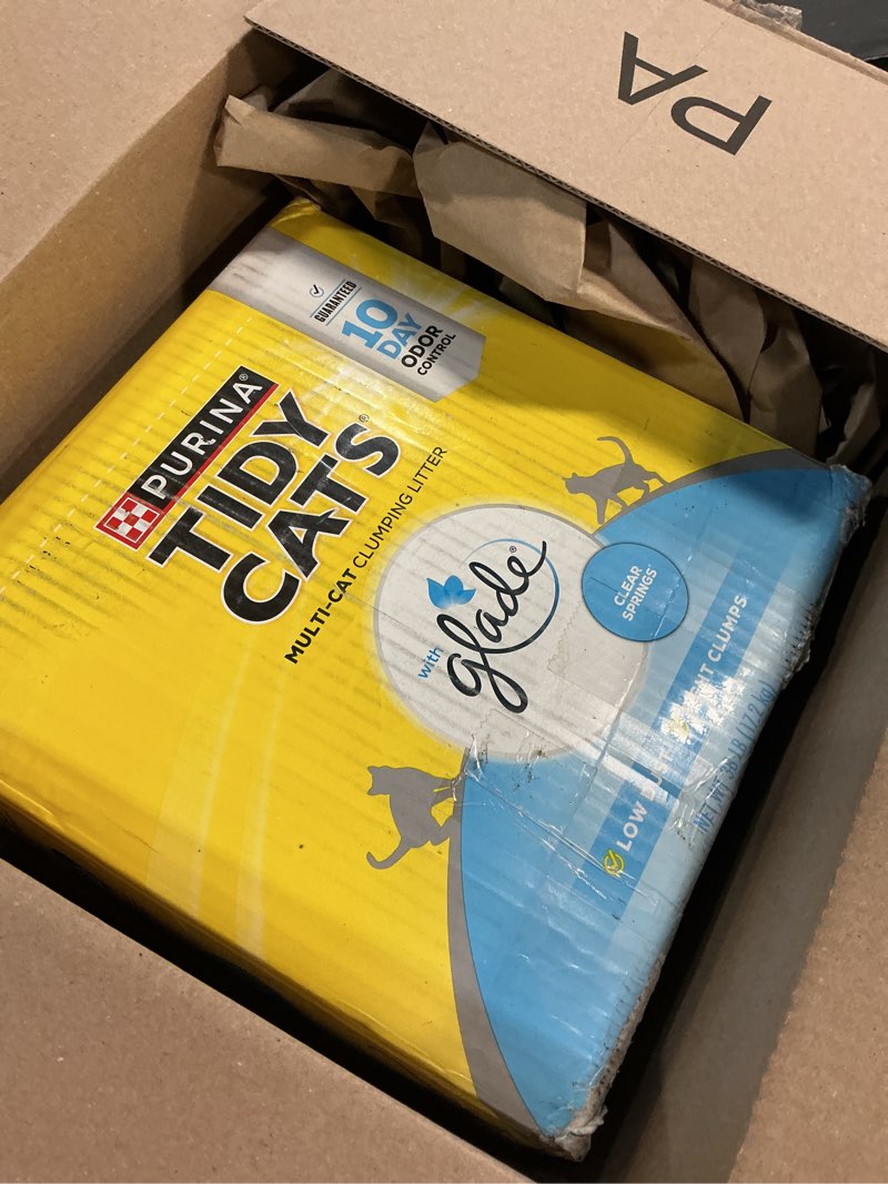 Condition photo showing New/Like New for purina tidy cats clumping multi cat litter, glade clear springs - 38 lb. box 38 pound (pack of 1)