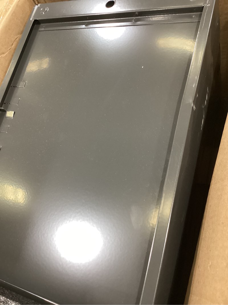 Condition photo showing As Is for akro-mils 19228 steel parts garage storage cabinet organizer for small hardware, nails, screws, bolts, nuts, and more, 17-inch w x 11-inch d x 11-inch h, 28-drawer, gray cabinet/gray drawers gray cabinet/gray drawers 28-drawer organizer