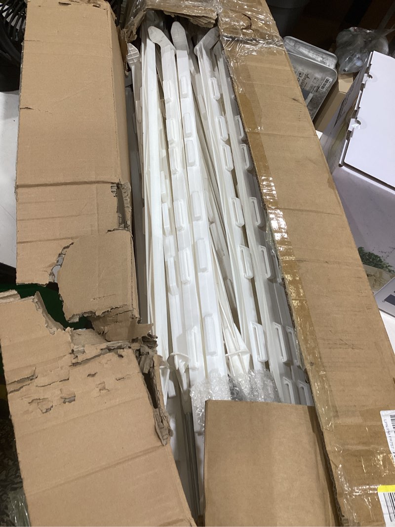 Condition photo showing As Is for 50 pack electric fence posts,48 inch/4ft step-in plastic posts for farm and garden,temporary sturdy fencing system for electric fencing and yard protection, white white 50 pack