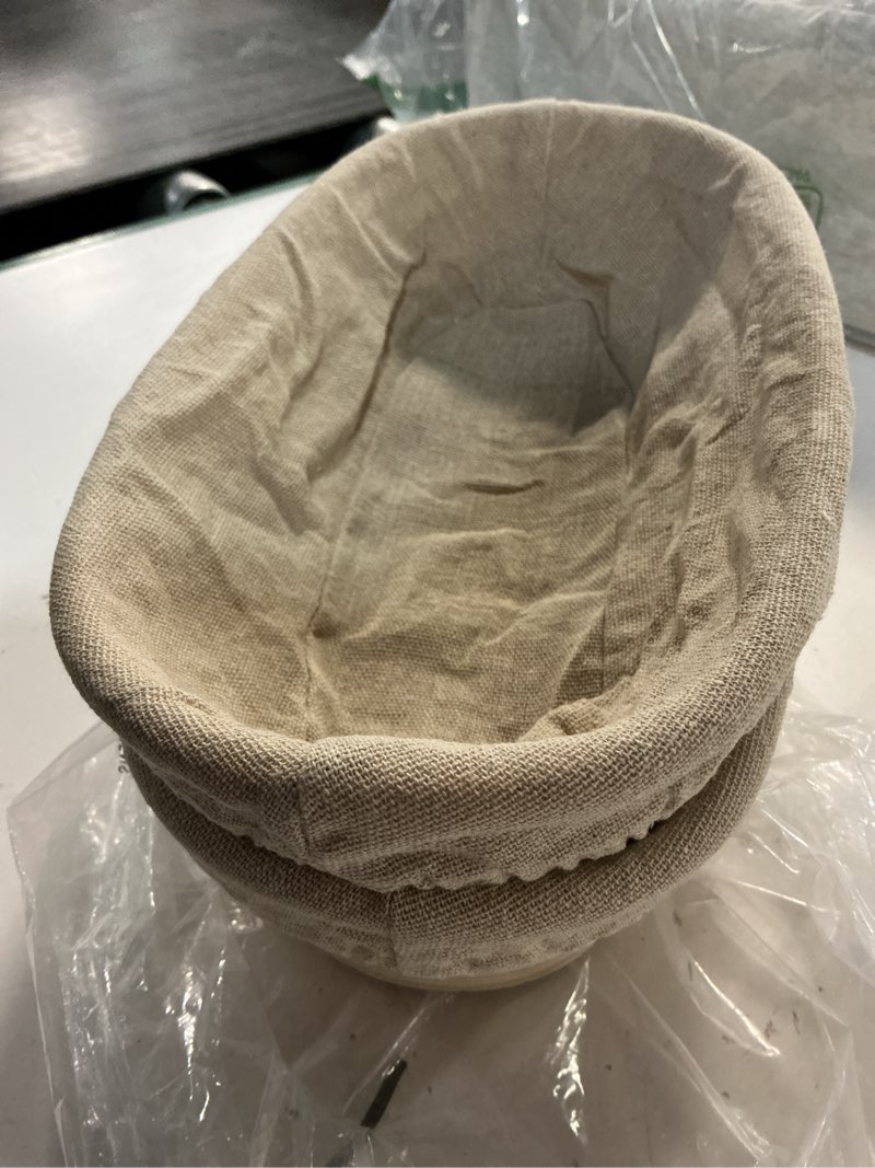 Condition photo showing Good Condition for doyolla bread proofing baskets set of 2 10 inch oval shaped dough proofing bowls w/liners perfect for professional & home sourdough bread baking