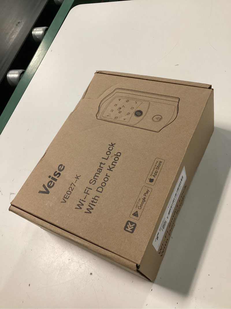 Condition photo showing New/Like New for veise ve027-k built-in wifi smart lock with 2 knob, fingerprint keyless entry door lock handle set for front door, app remote control, electronic digital keypad deadbolt, ip65 waterproof, satin nickel