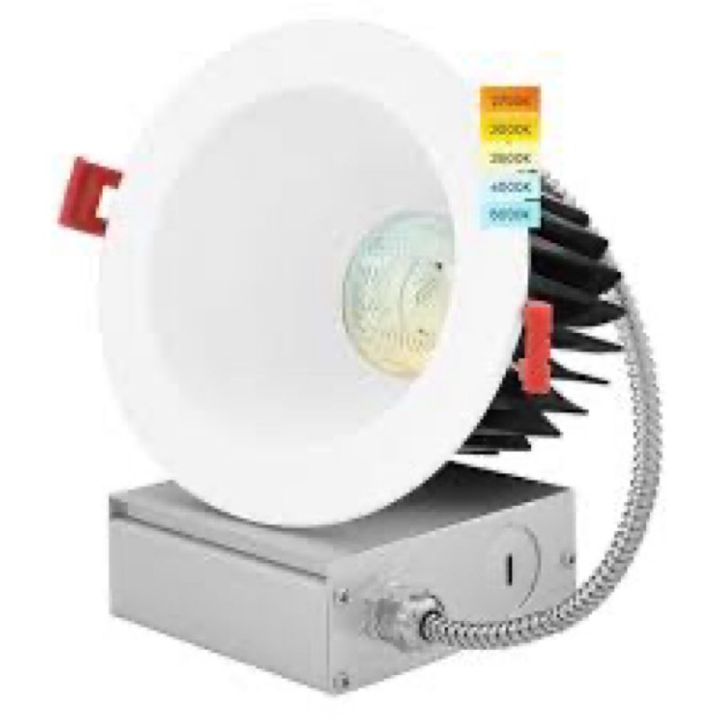 LUXRITE LED Recessed Light 4" w/ JBox Dimmable 5 Color Selectable 18W 1500 Lumen