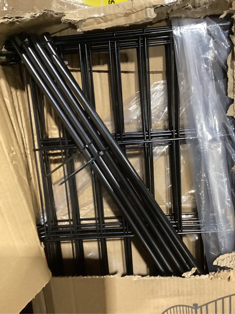 Condition photo showing New/Like New for no dig decorative garden fence 10 panels, 48 in (h) x 22.6 ft (l), dog fence outdoor for yard, rustproof metal animal barrier ground stakes fencing for garden, patio, flower bed 10 pack - 48 in (h) x 22.6 ft (l)