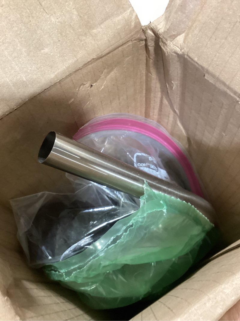 Condition photo showing As Is for hershii curved shower curtain rod l-shaped corner bathroom curtains hanger pole decorative extendable bathtub metal showers rail bar, wall mounted or suction cups install - black l-shaped black + silver