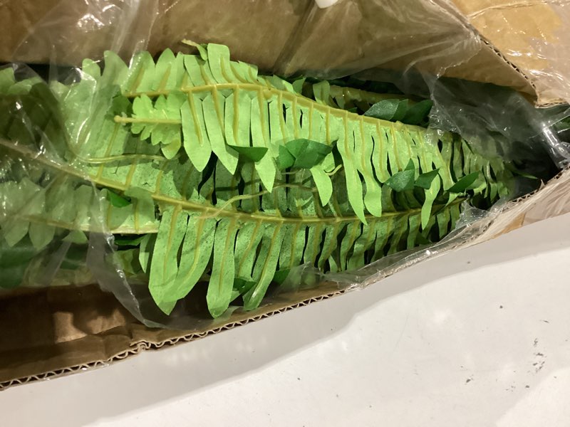 Condition photo showing Good Condition for forest prince 45" fake ferns, realistic large artificial bush plants, 2 artificial boston ferns with 59 fronds for outdoors planter indoor home garden porch decor