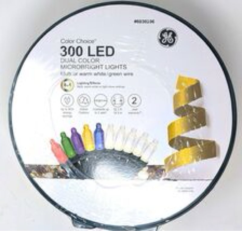 GE 6030296 300CT DUAL COLOR MICROBRIGHT LED MULTICOLOR/WHITE 8 IN 1 62'