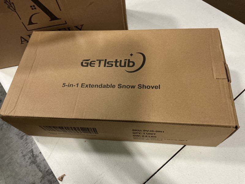 Condition photo showing New/Like New for 5-in-1 extendable snow shovel and ice scraper for car, 31"-40" snow brush with squeegee, pivoting brush head & foam grip for windshield, truck, suv