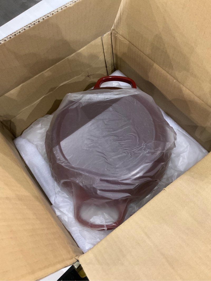 Condition photo showing Good Condition for ONKO Dutch Oven For Sourdough Bread Baking, 6QT Enameled Cast Iron Dutch Oven Pot With Lid, Non-stick Sourdough Baking Pan with Bread Dome, Round Ceramic Dutch Ovens Pot with Cloche for Homemade 6QT Red