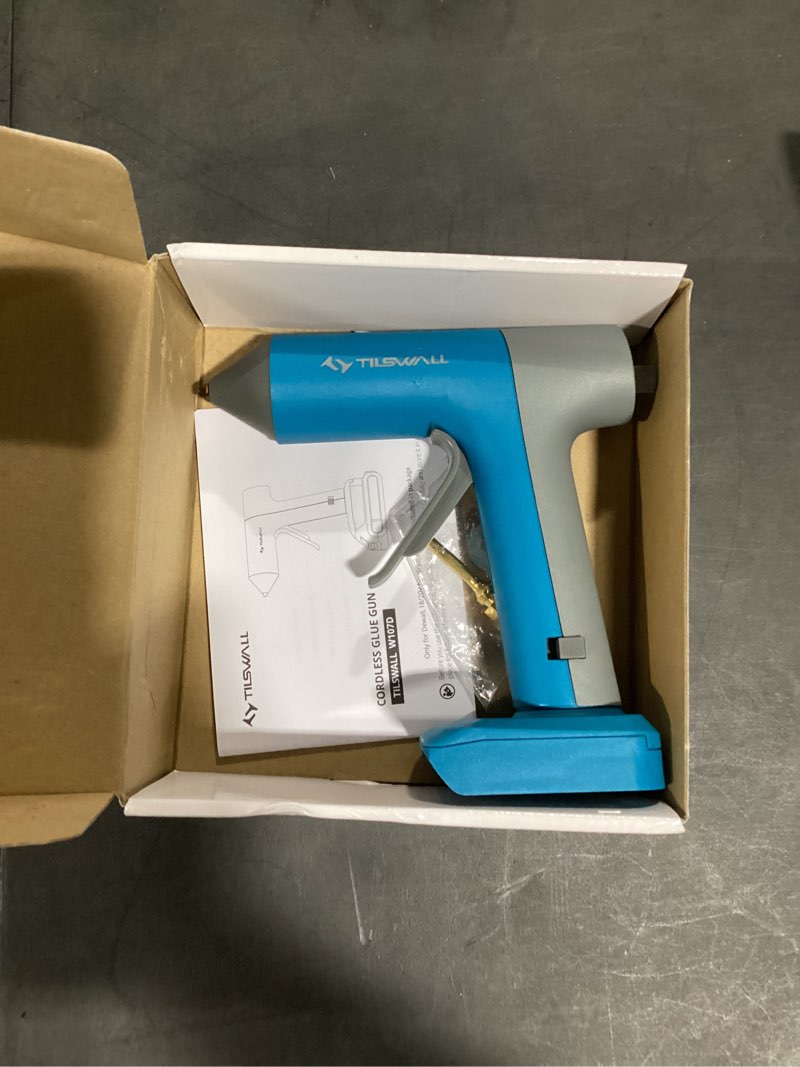 Condition photo showing Good Condition for tilswall cordless hot glue gun compatible with dewalt 18v/20v battery, full size glue gun 90s fast preheating with 10pcs 0.43'' glue sticks for crafting, diy and home repairs(battery not included) blue