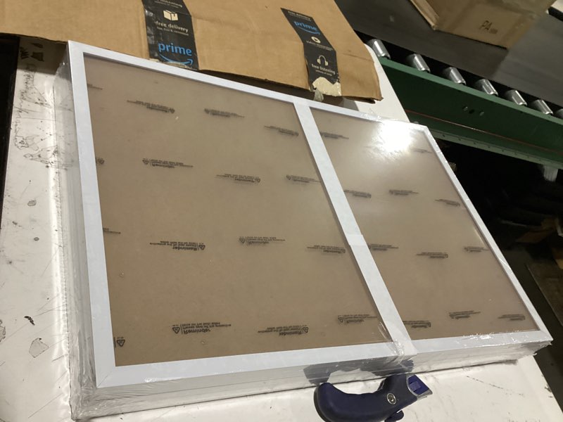 Condition photo showing New/Like New for icariery 8x10 picture frame set of 2, white photo frames high transparent wall gallery desktop horizontal vertical for canvas collage photo poster certificate 8 x 10 inches white 8x10