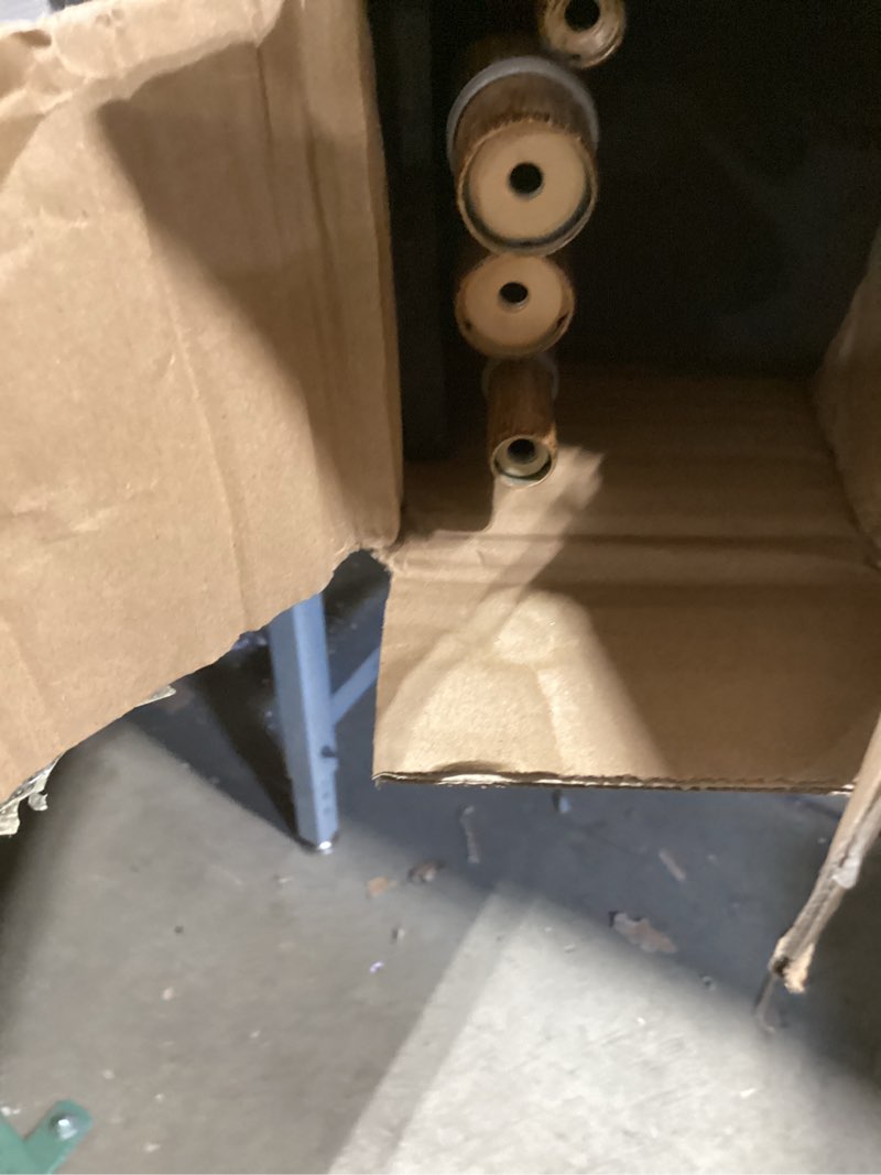 Condition photo showing Good Condition for double wooden curtain rods for windows 72 to 144 inches,1 inch front and 5/8 inch back boho curtain rod with imitation wood grain ball finials and double aluminum bracket,brown wood grain brown wood grain 72-144"