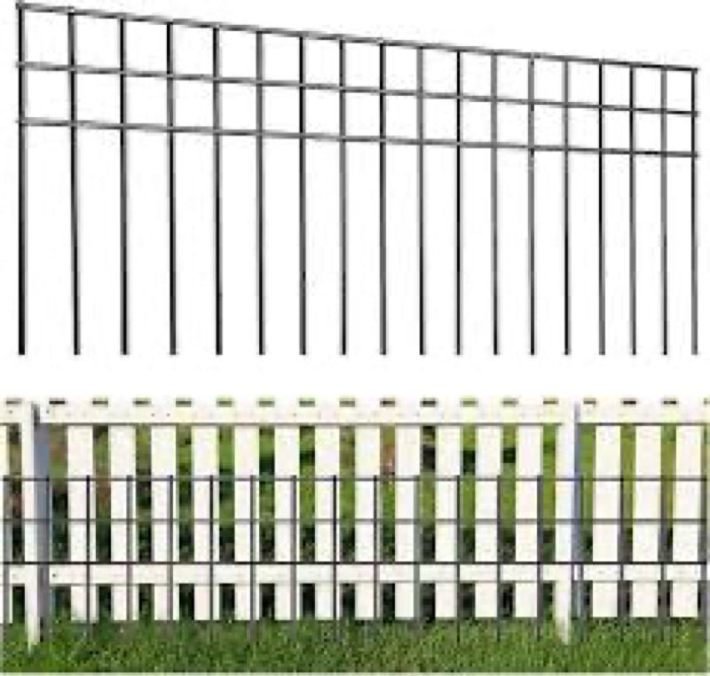 32x10-inch No Dig Animal Barrier Fence, 10 Pack Black Dig Protective Fence with 1.5 inch Spike spaci