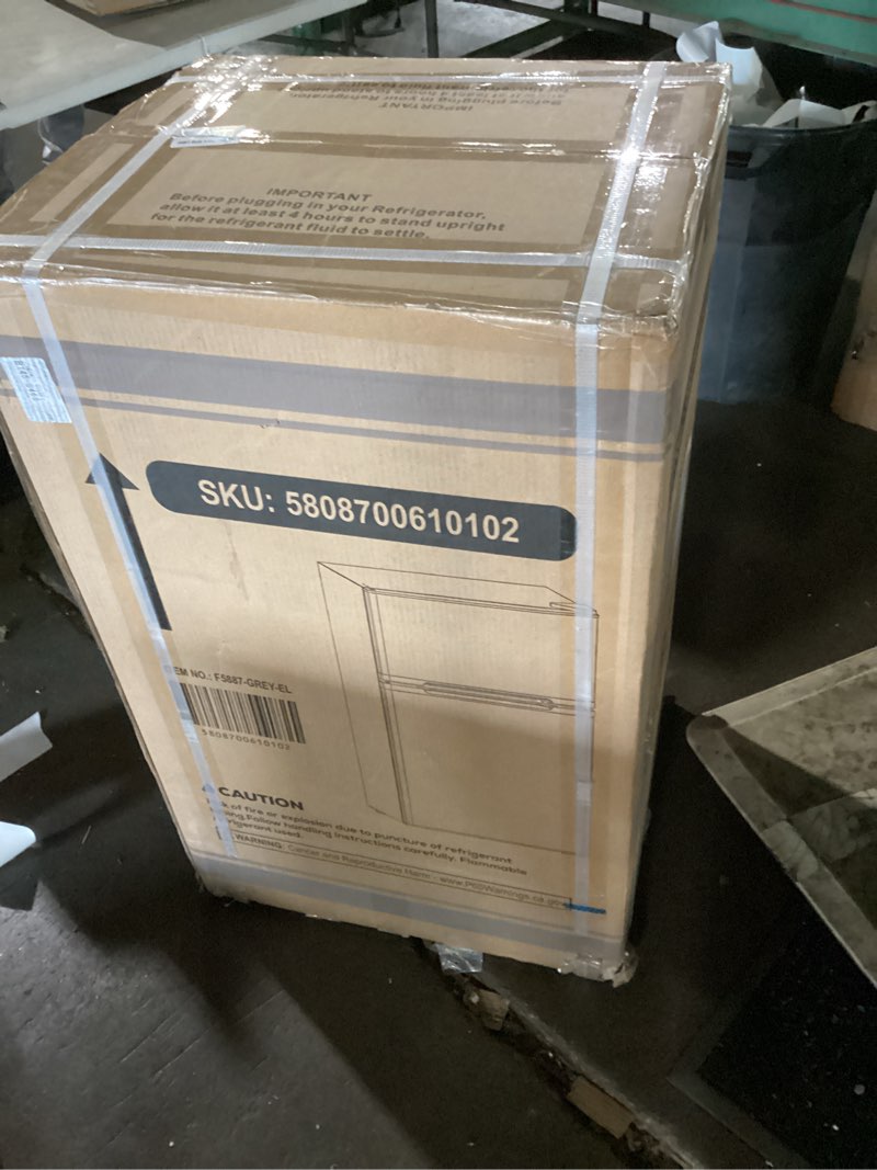 Condition photo showing New/Like New for cowsar 3.2 cu.ft fridge with freezer, double door compact fridge for bedroom, adjustable thermostat, energy-efficient low noise small refrigerator for dorm, office, bar, rv, bedroom,commercial grey 3.2 cu.ft
