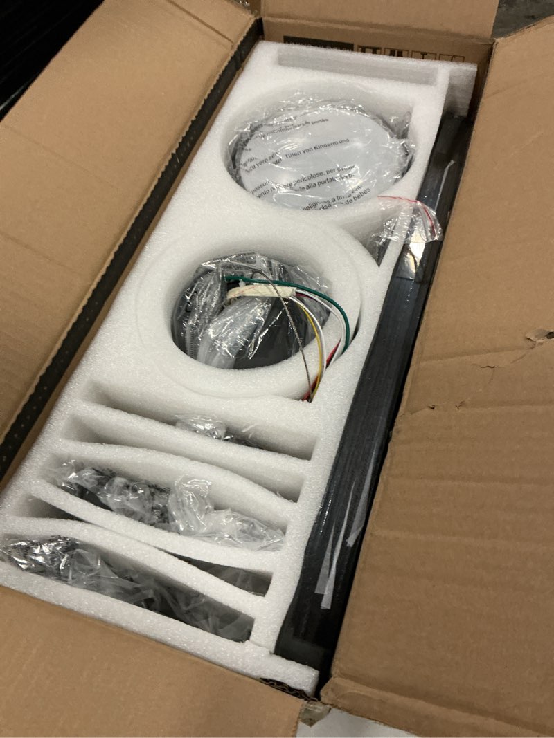 Condition photo showing New/Like New for jiniu ceiling fans with lights, 52 inch flush mount ceiling fan with remote control, 5 blades, reversible, innovative stepless dimming and color temperature, ceiling fan for living room, bedroom 52" flush mount black