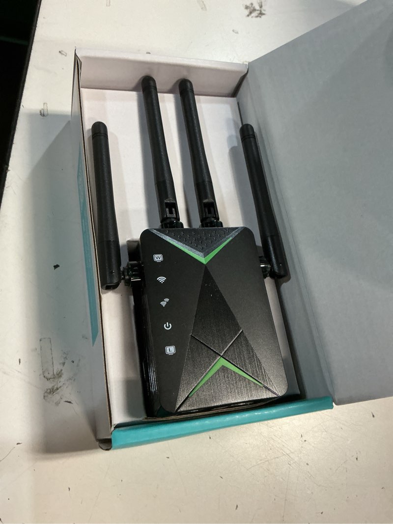 Condition photo showing Good Condition for powerful wifi extender signal booster, up to 15,000 sq ft & 60 devices, whole home coverage internet repeater works with any router | plug and play black